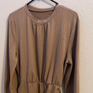 Elegant Tan Long Sleeve Dress
